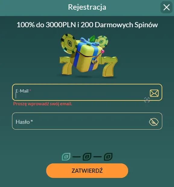 formularz rejestracyjny Casino Lemon